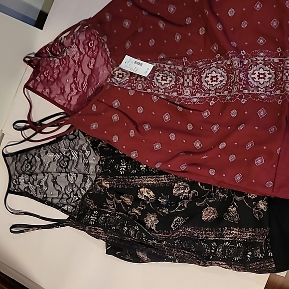 NWT * 2 Maurice Tops Black Top & Red/Maroon Top both wtih Lace Back - Picture 13 of 15